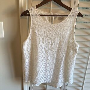 LOFT White Lace Sleeveless Blouse